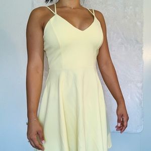 Papaya light yellow mini flare dress
